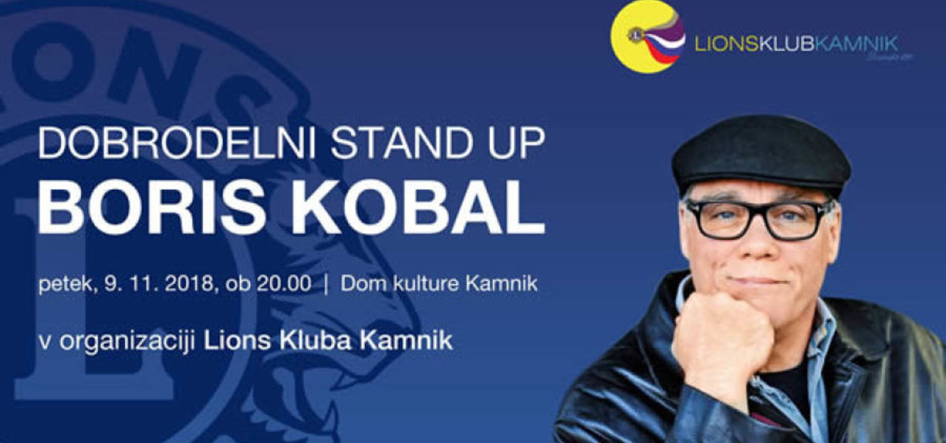 Lions klub Kamnik: Dobrodelni stand-up Borisa Kobala