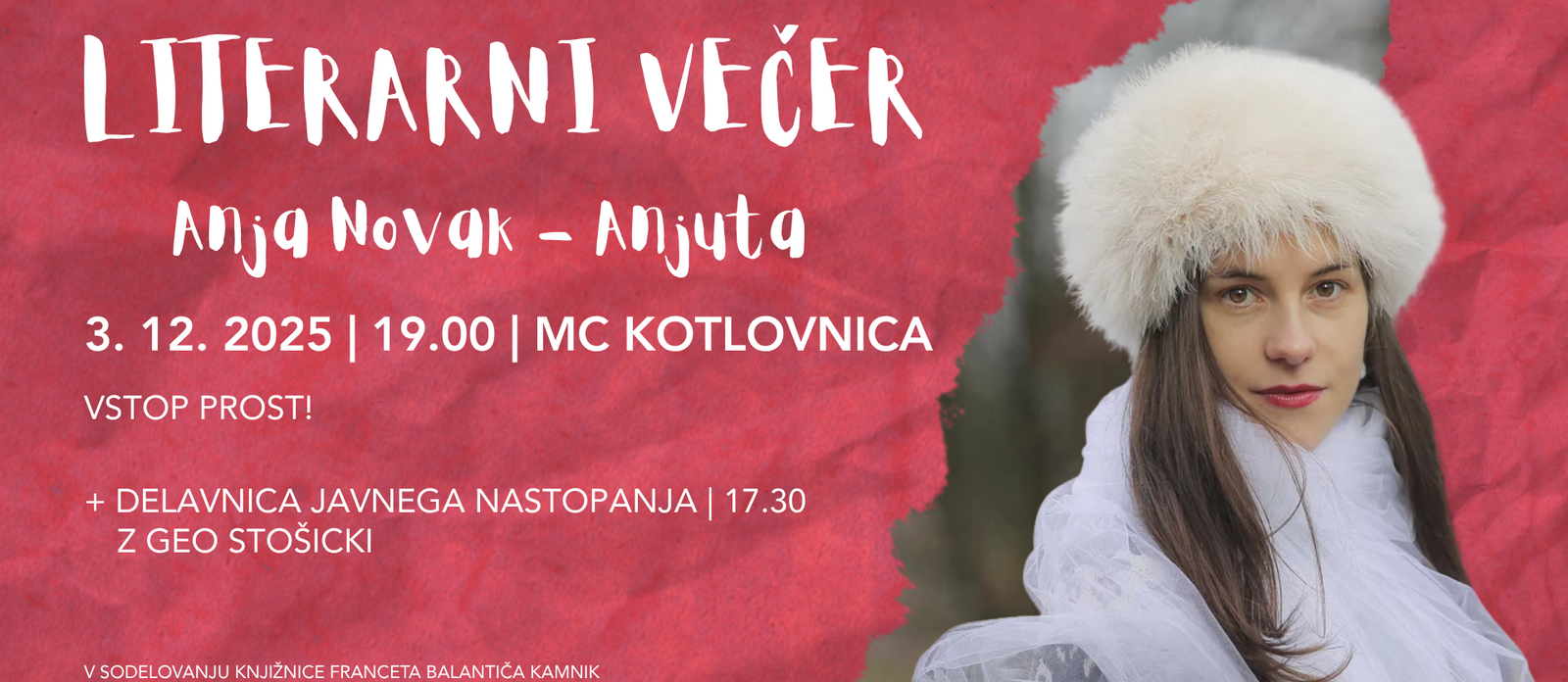 Literarni večer: Anja Novak – Anjuta | zbirka Žilažili