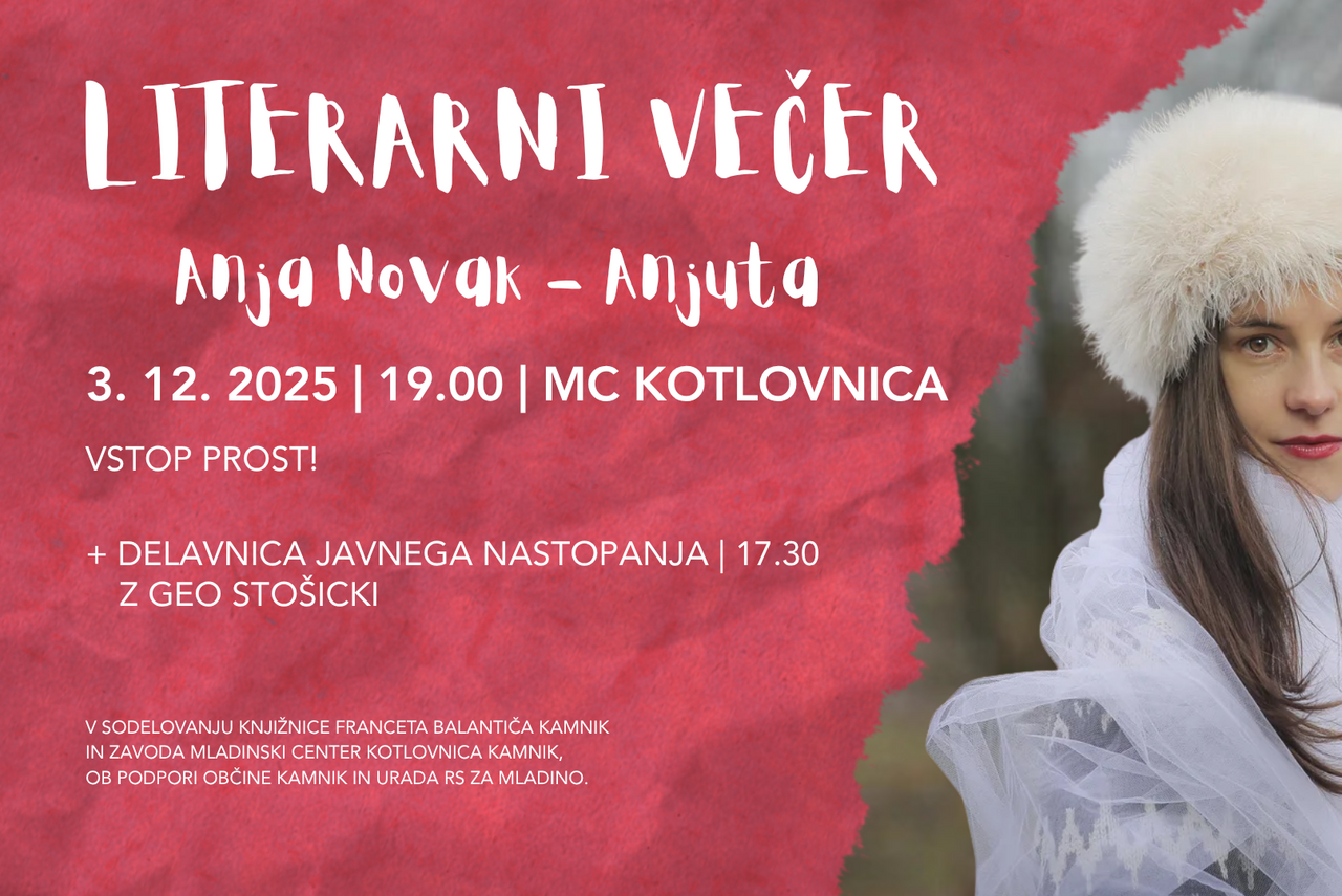 Literarni večer: Anja Novak – Anjuta | zbirka Žilažili