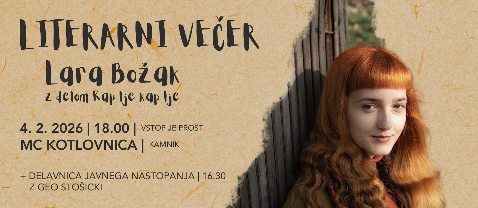 PRESTAVLJENO / Literarni večer: Lara Božak | zbirka Kap lje kap lje