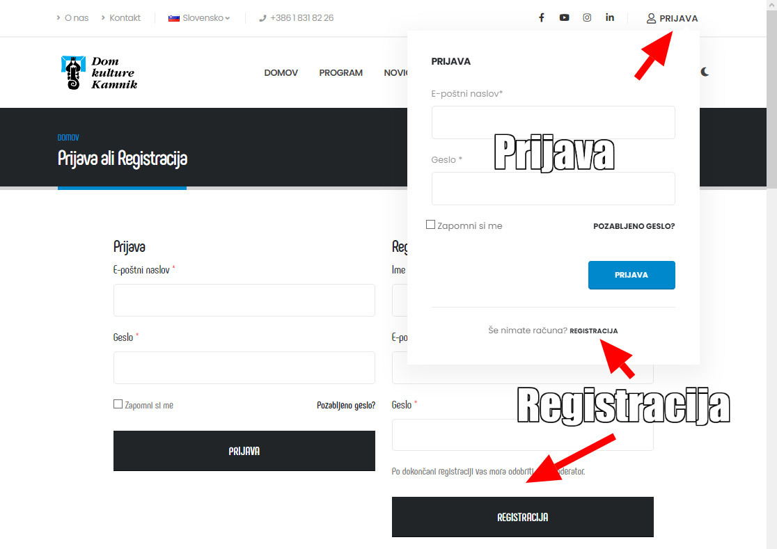 1. korak - registracija in prijava