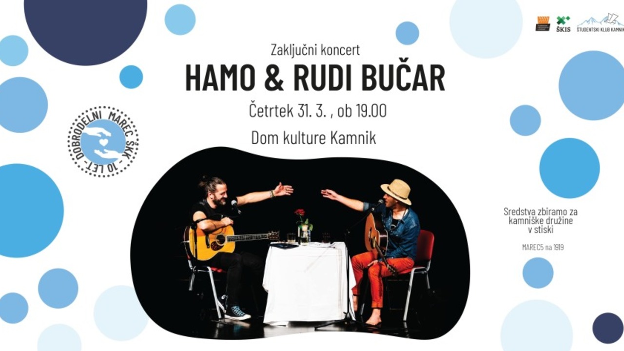 Akustični koncert Hamo in Rudi Bučar - zaključek Dobrodelnega marca - RAZPRODANO